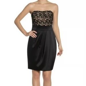 White House Black Market Strapless Black Dress with Lace